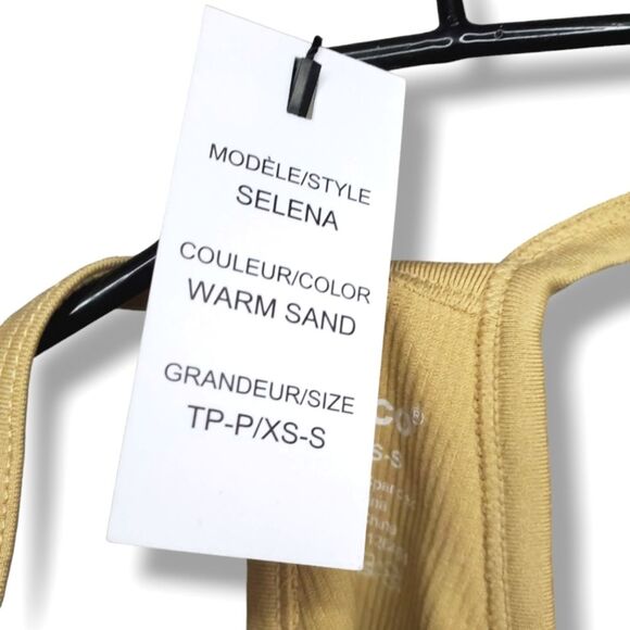 NWT J.o & Co Selena High Neck Cropped Ribbed Top in Warm Sand Sz XS/S - Picture 8 of 12